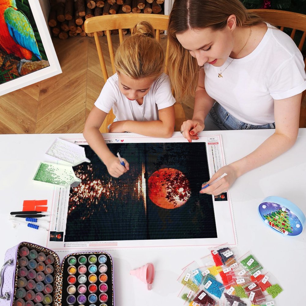 Huacan 5D Diamond Painting Kits AB Drills Photo To Custom Moon Landscape Wholesale Mosaic Painting