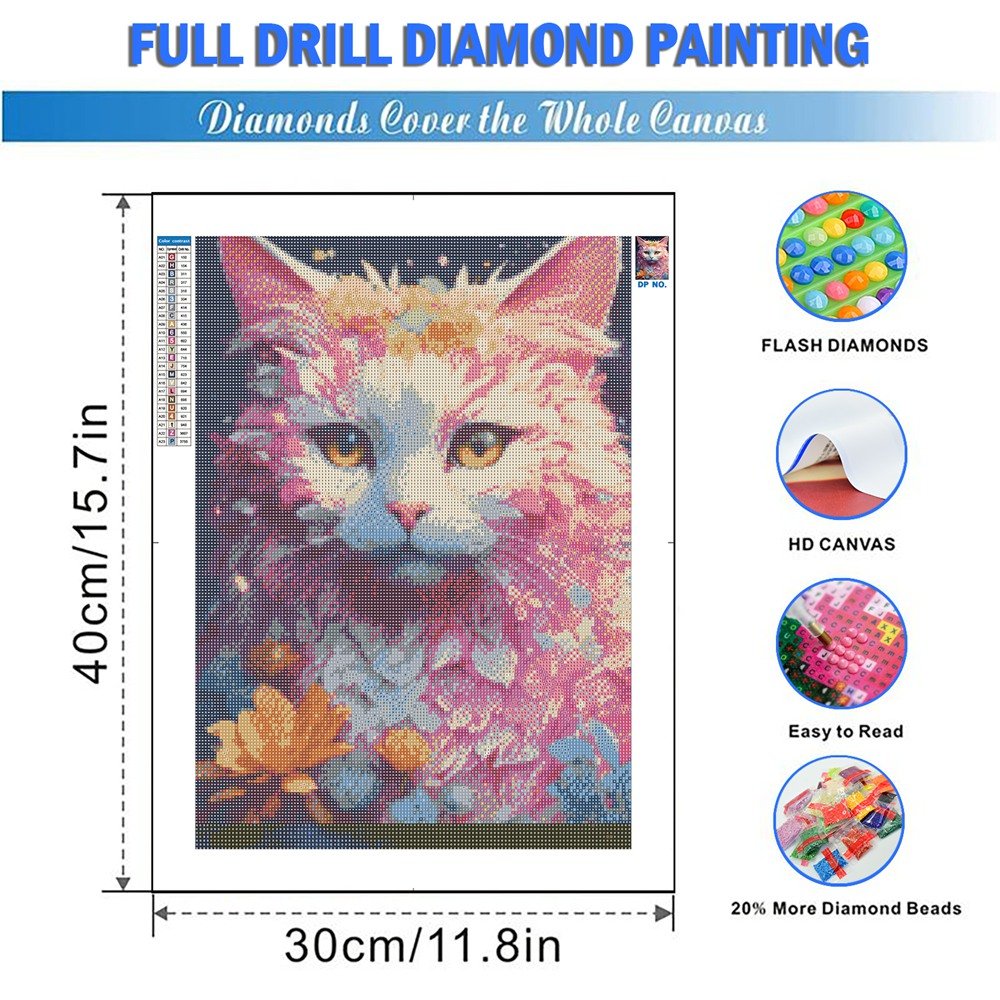 DIY Diamond Painting Animal Cat Full Square Round Drill Mosaic Flower Art Complete Kit Handmade Gift
