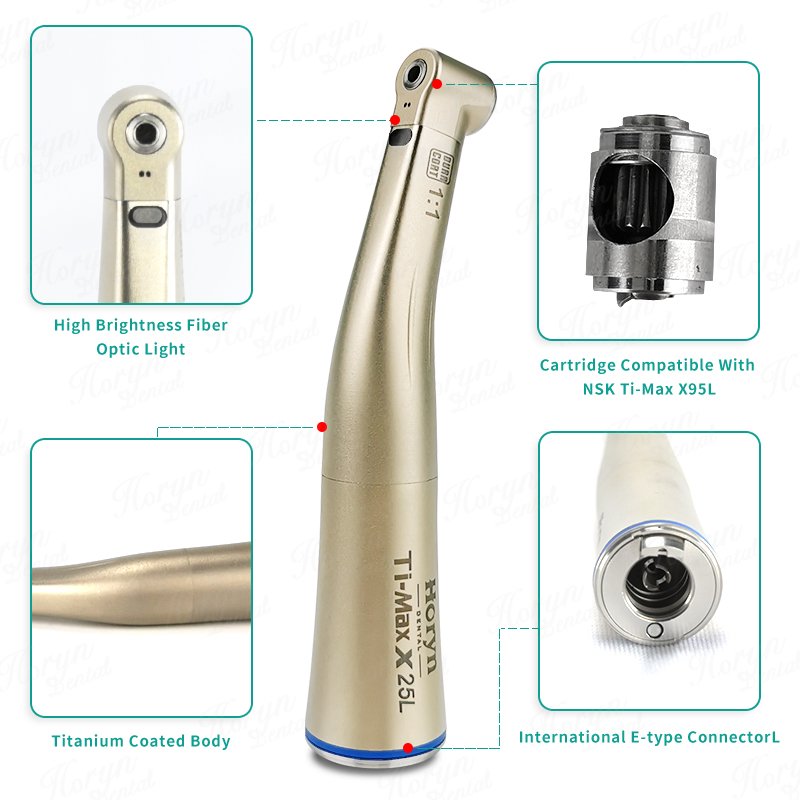 3010 Ceramic Bearing Dental Fiber Optic 1:1 Slow Speed Contra Angle Handpiece