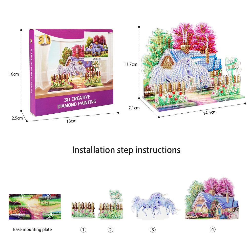 Wholesale Diamond Painting 3d Three-Dimensional Puzzle Crystal Special Shaped Diamond White Horse Garden Puzzle Decor Gift