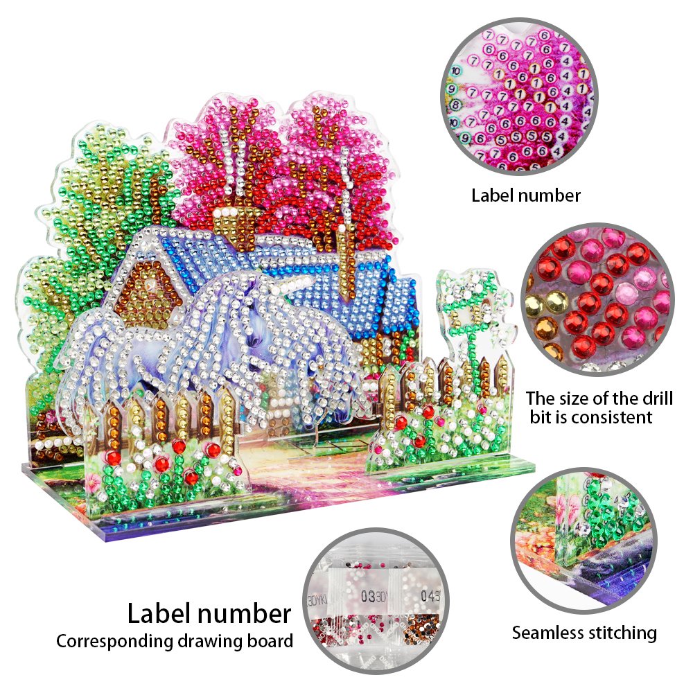 Wholesale Diamond Painting 3d Three-Dimensional Puzzle Crystal Special Shaped Diamond White Horse Garden Puzzle Decor Gift