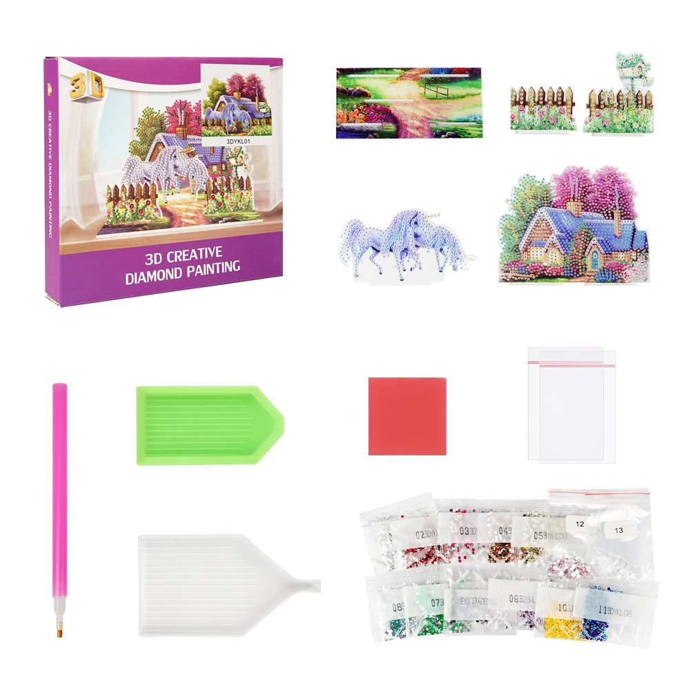 Wholesale Diamond Painting 3d Three-Dimensional Puzzle Crystal Special Shaped Diamond White Horse Garden Puzzle Decor Gift