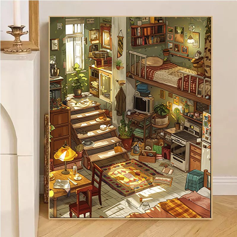 Japanese Style Hut diamond dot painting Landscape DIY diamond painting accessories Home Wall Decor