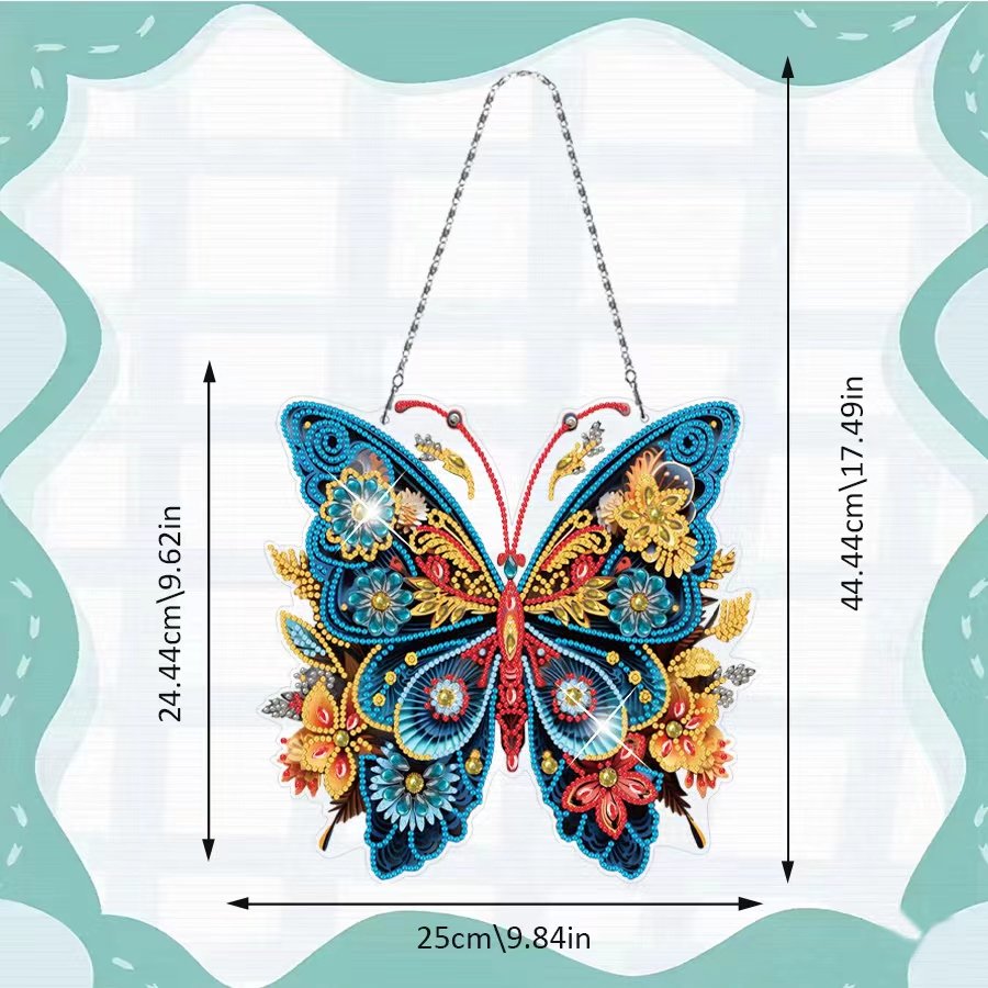 5D DIY Flower Butterfly Diamond Painting Hanging Ornament Full Acrylic Home Decor Diamond Painting Pendant