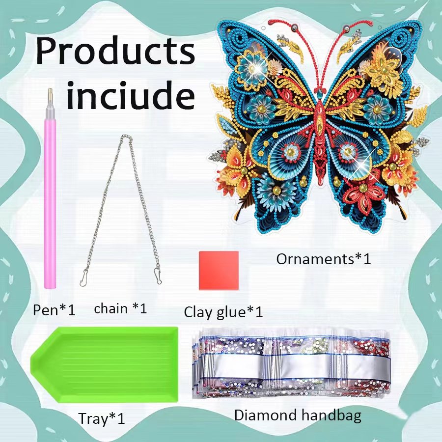 5D DIY Flower Butterfly Diamond Painting Hanging Ornament Full Acrylic Home Decor Diamond Painting Pendant
