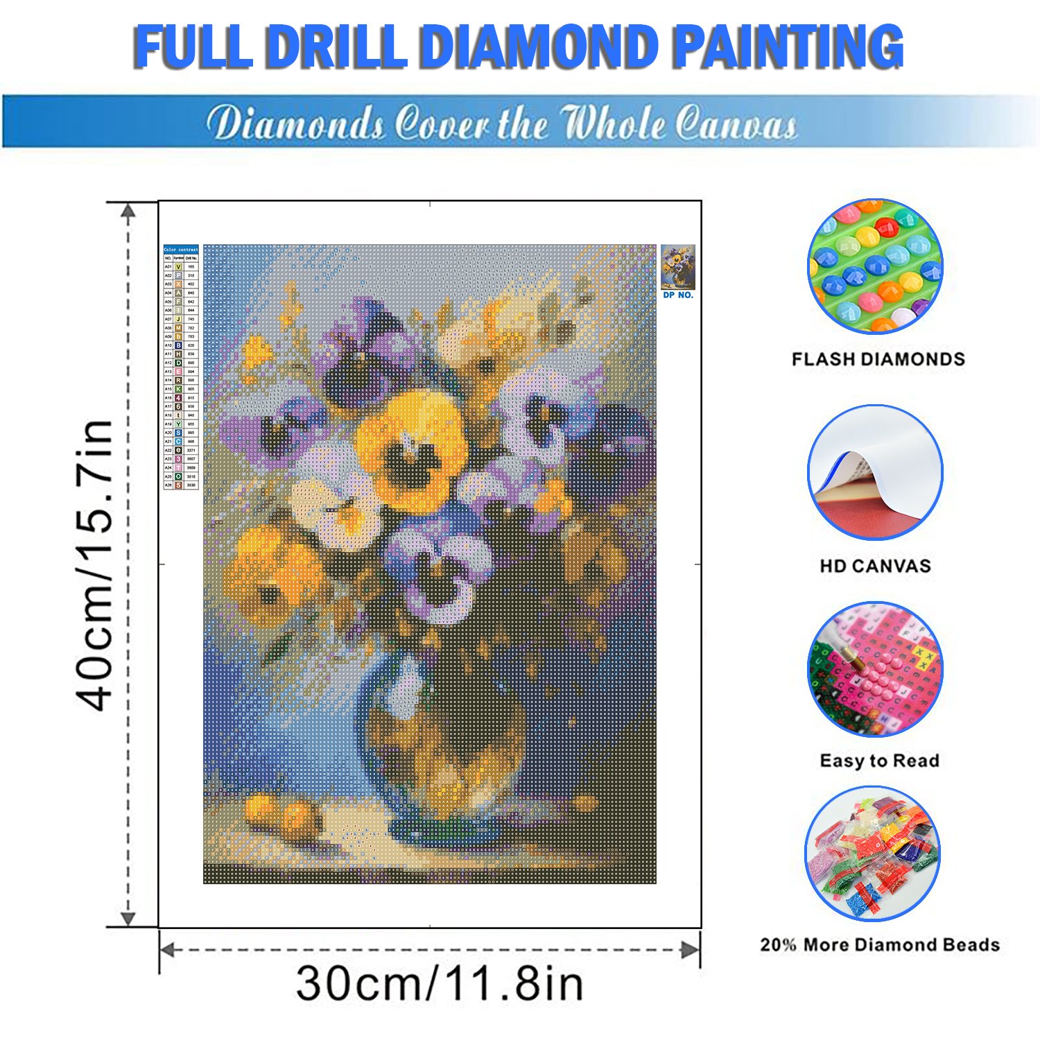 Floral 5D DIY Diamond Painting Kits Flower Cross Embroidery Full Round Mosaic Home Decor Gift