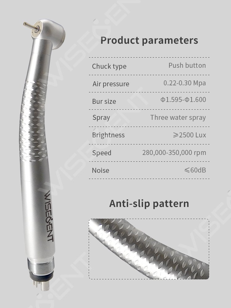 Wisedent Manufacturer High Speed Dental Air Turbine Handpiece Dental Equipment 2/4 Holes 3 Water Spray Dental Handpiece