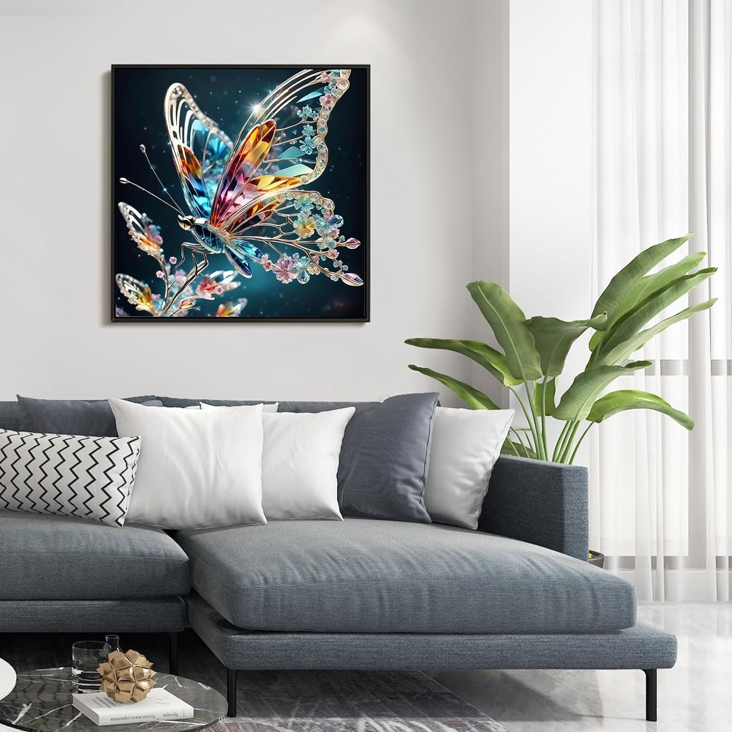 Crystal Butterfly Diamond Painting Glowing Butterfly Alien Diamond Painting Colorful Dream Butterfly Diamond Painting 30*40cm