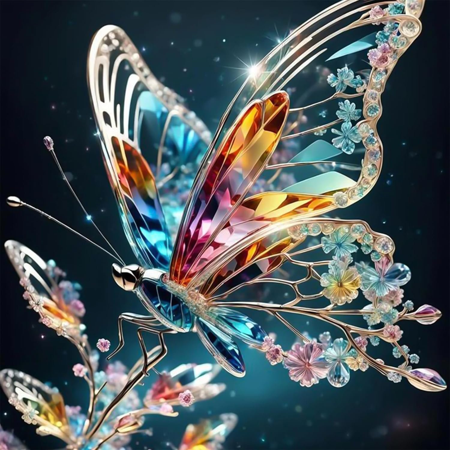 Crystal Butterfly Diamond Painting Glowing Butterfly Alien Diamond Painting Colorful Dream Butterfly Diamond Painting 30*40cm