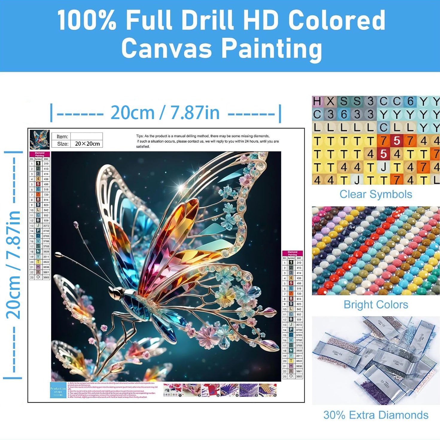 Crystal Butterfly Diamond Painting Glowing Butterfly Alien Diamond Painting Colorful Dream Butterfly Diamond Painting 30*40cm