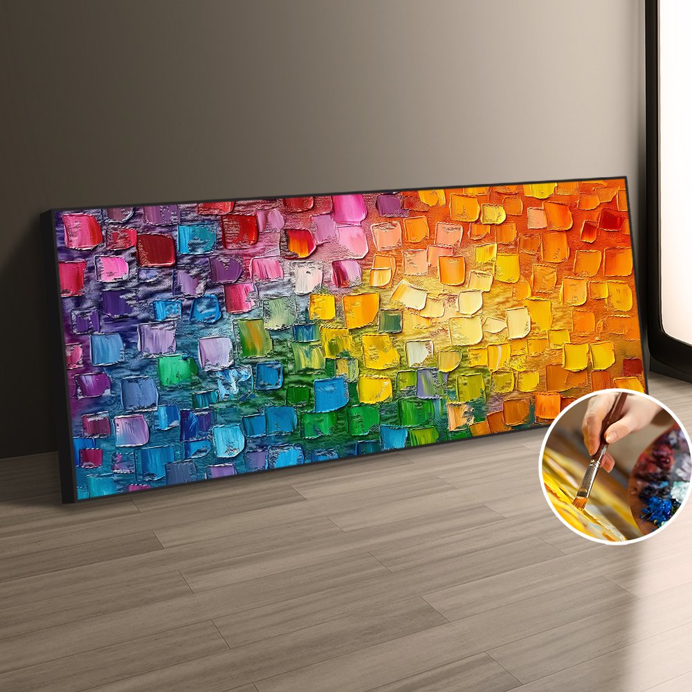 Handmade Modern Abstract Oil Painting Large Canvas with Colorful Texture Custom Gift for Home Decor Living Room Wall Art