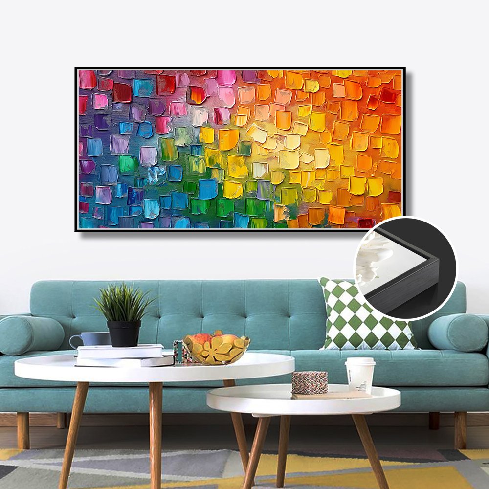 Handmade Modern Abstract Oil Painting Large Canvas with Colorful Texture Custom Gift for Home Decor Living Room Wall Art