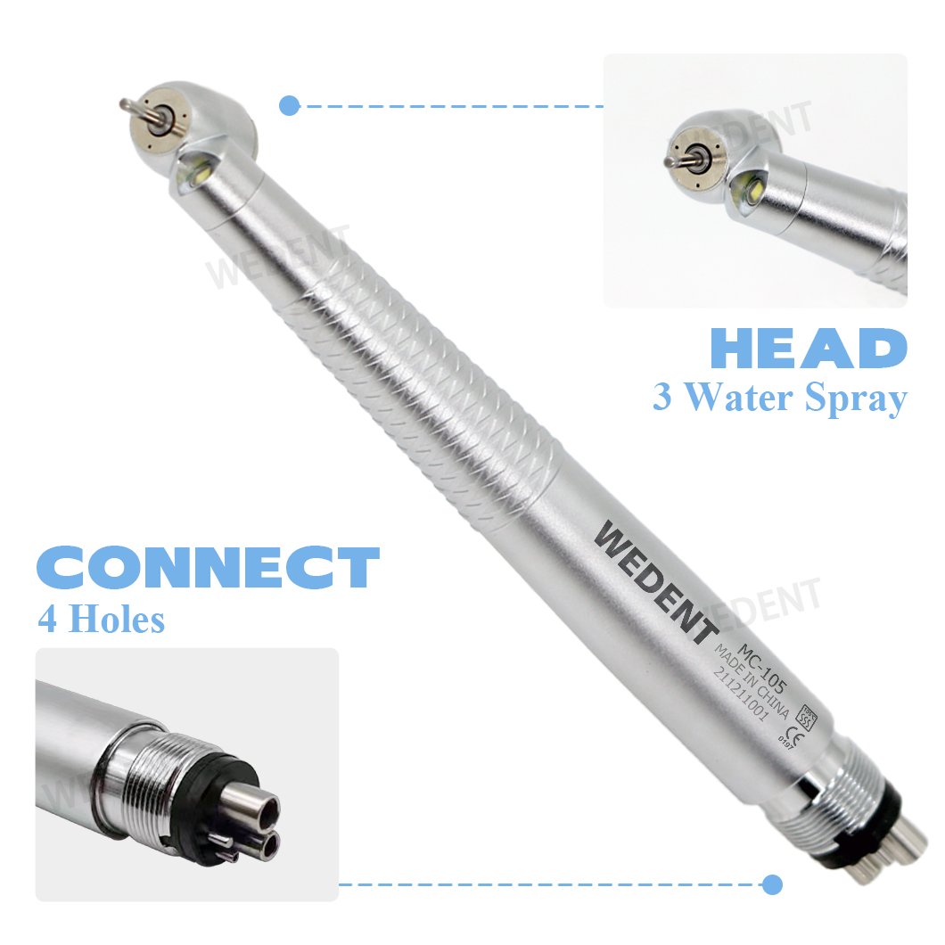 Surgical Instruments 45 Angle High Speed Handpiece Push Button Three Point Spray Surgical Handpiece Dental