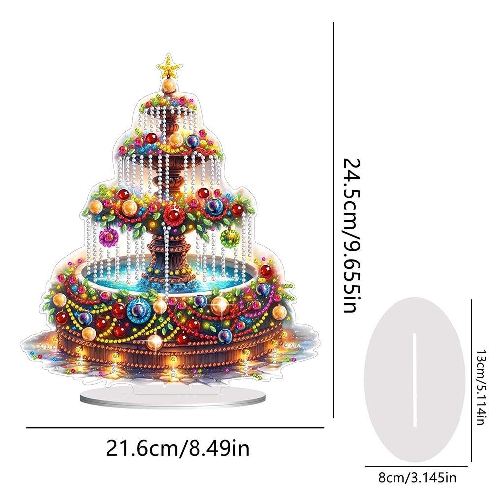 DIY Special Shaped 5D Diamond Painting Tabletop Ornament Irregular Desk Decor Christmas Fountain Acrylic Ornament