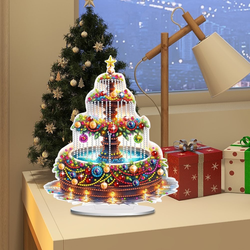 DIY Special Shaped 5D Diamond Painting Tabletop Ornament Irregular Desk Decor Christmas Fountain Acrylic Ornament