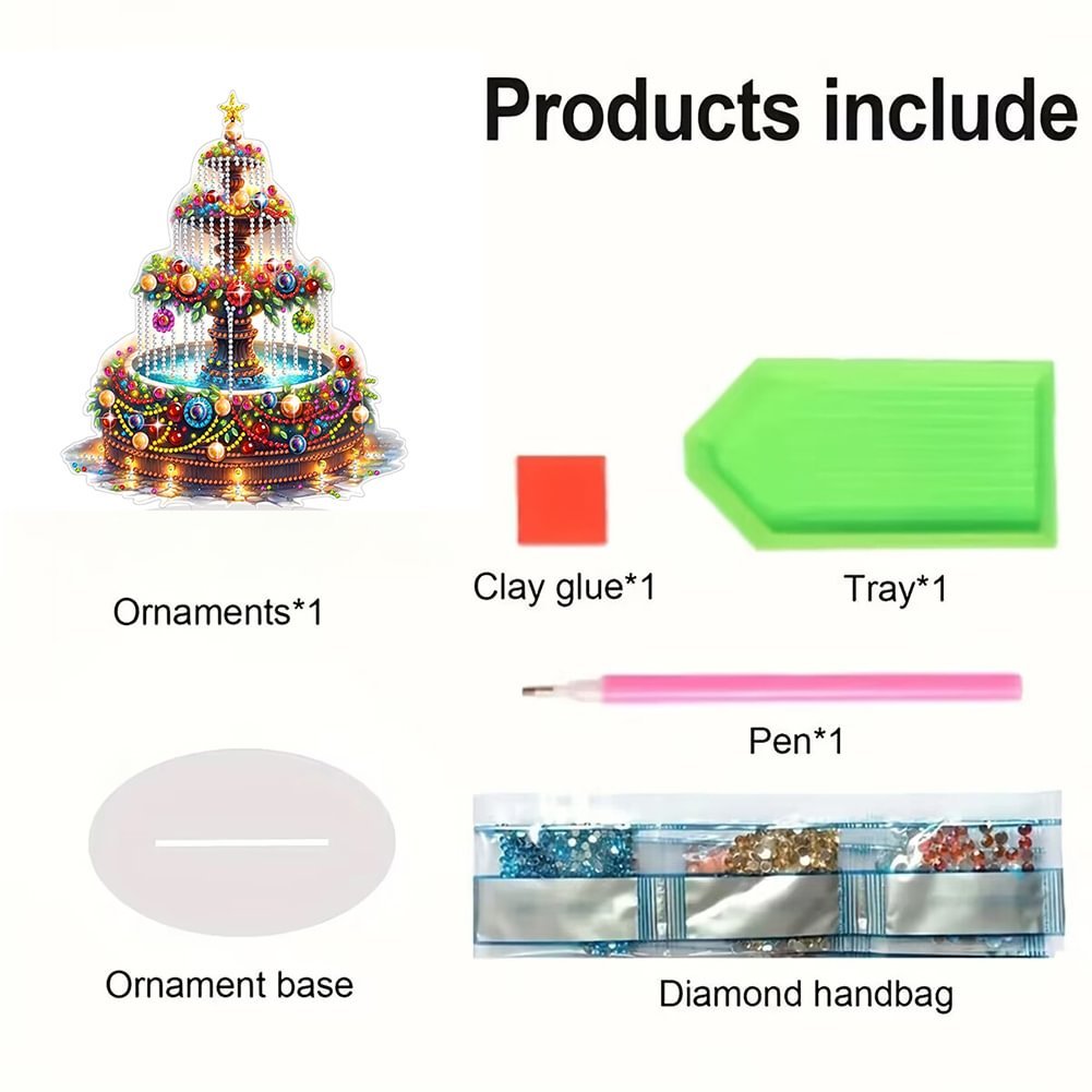 DIY Special Shaped 5D Diamond Painting Tabletop Ornament Irregular Desk Decor Christmas Fountain Acrylic Ornament
