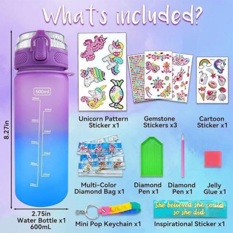 DIY Rhinestones Diamond water cup carton Diamond painting handicraft drink bottle
