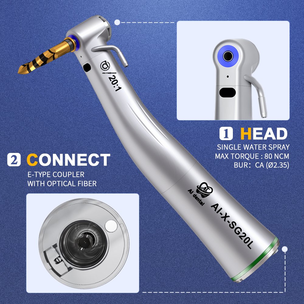 AI-X-SG20L 20:1 Reduction Dental low speed surgery Implant Handpieces Optics External and internal cooling Max Torque : 80 Ncm