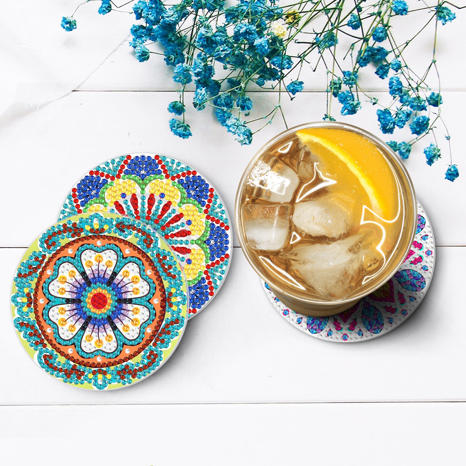 Customized Logo UV Printing Water Absorbing Drinks Acrylic Coaster For Coffee Cup Decoration Diamond Painting tea cup coaster