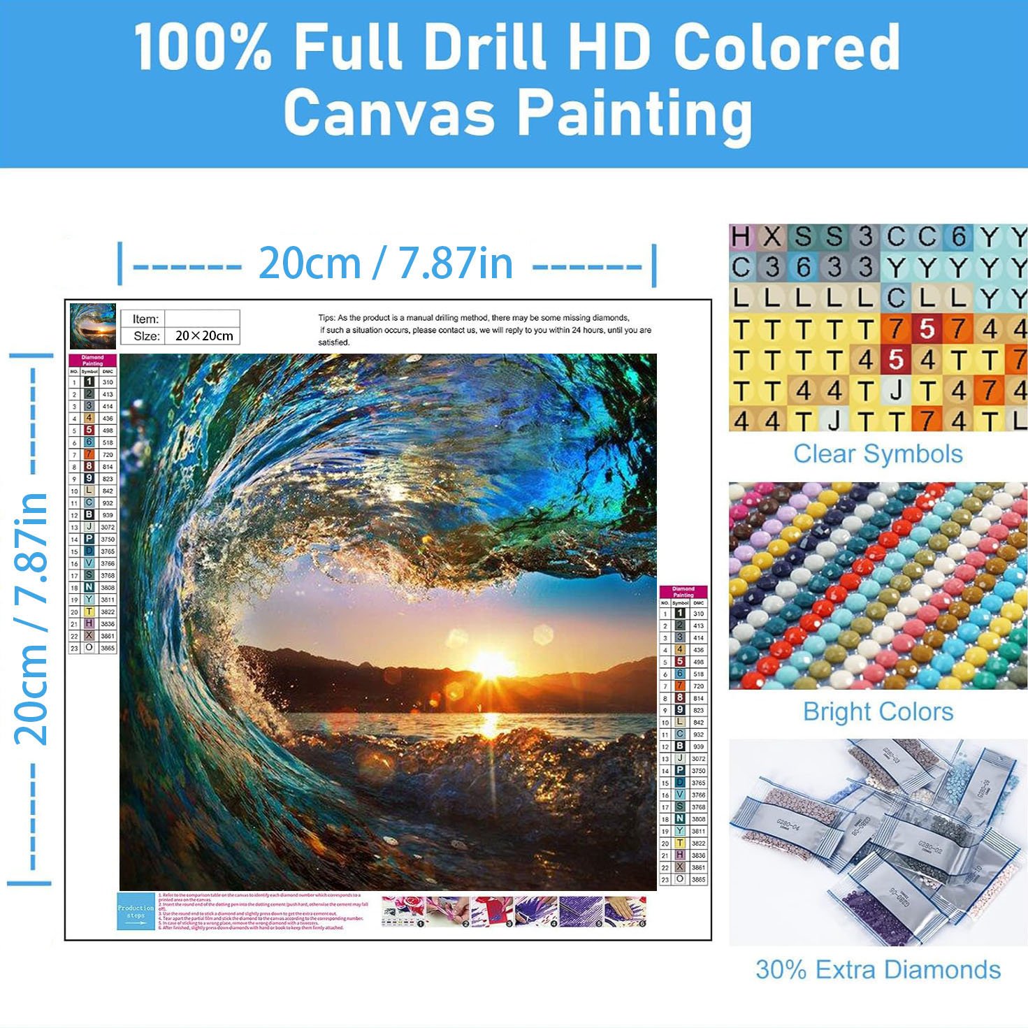 Water ripple diamond painting three-dimensional wave diamond painting beautiful water spray diamond painting 20*20cm