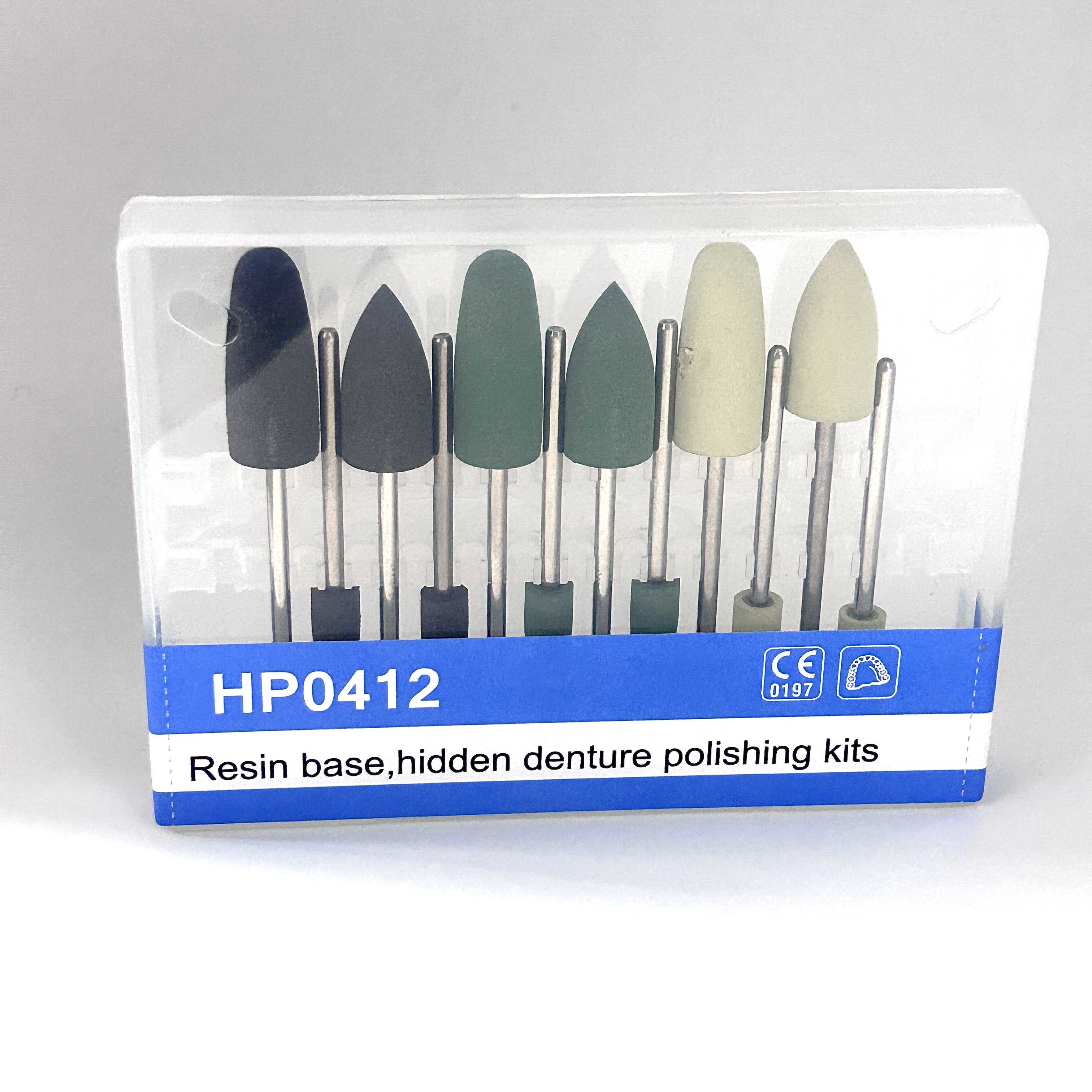 HP0412 Resin base hidden denture polishing kits Dental lab low speed Diamond Burs Resin Polisher Handpiece bur Sample in stock