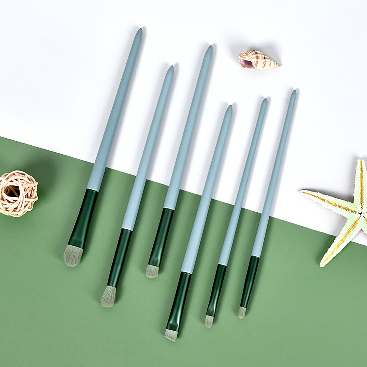 DailyQueen 6pcs Makeup Brushes Set Cosmetic Foundation Powder Blush Eye Shadow Lip Blend Green Wooden Make Up Brush Tool
