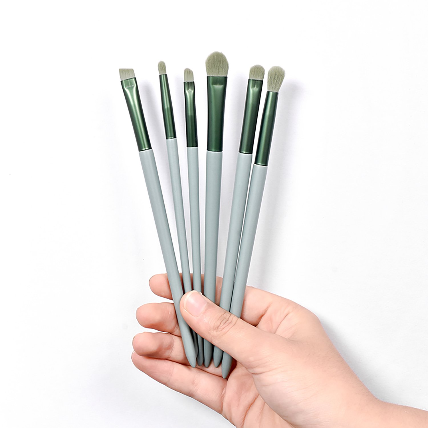 DailyQueen 6pcs Makeup Brushes Set Cosmetic Foundation Powder Blush Eye Shadow Lip Blend Green Wooden Make Up Brush Tool