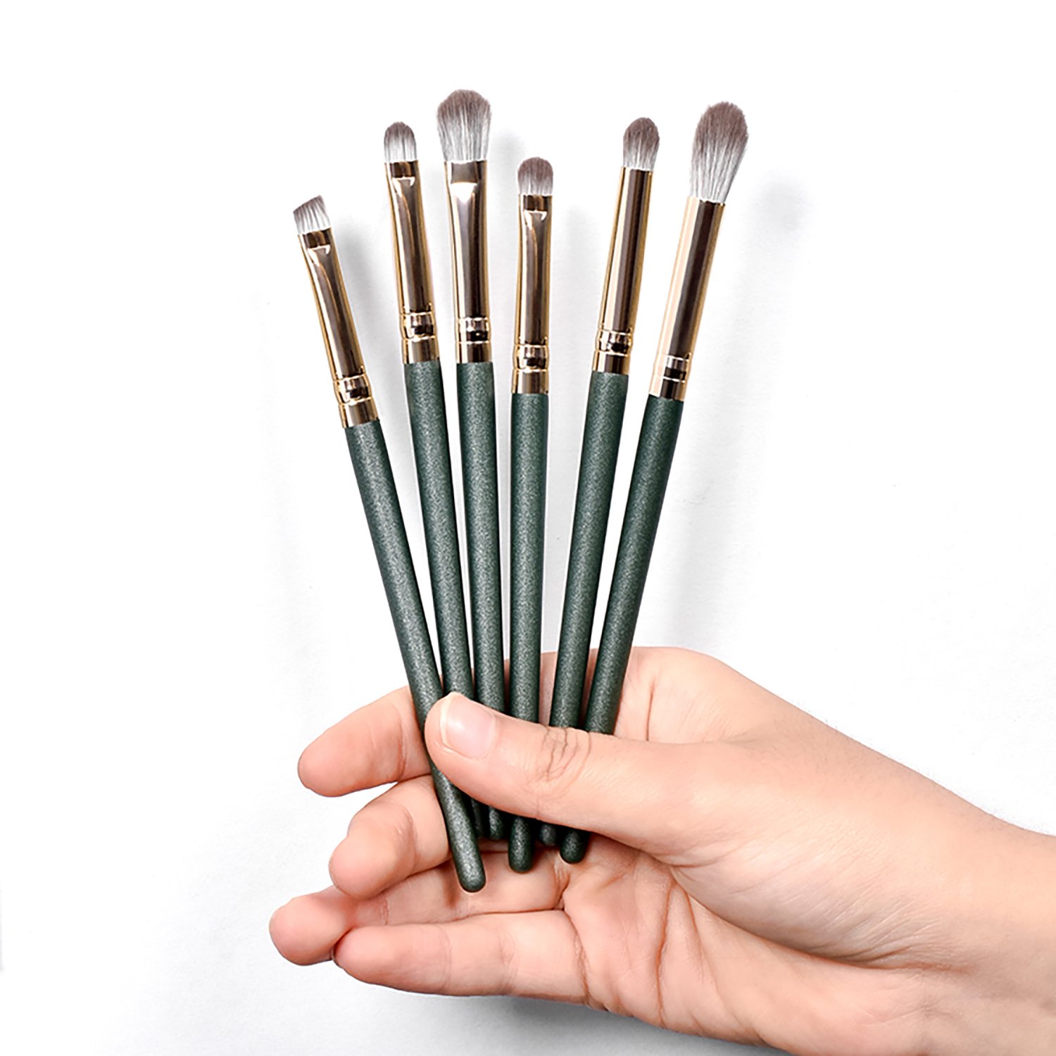 DailyQueen 6pcs Makeup Brushes Set Cosmetic Foundation Powder Blush Eye Shadow Lip Blend Green Wooden Make Up Brush Tool