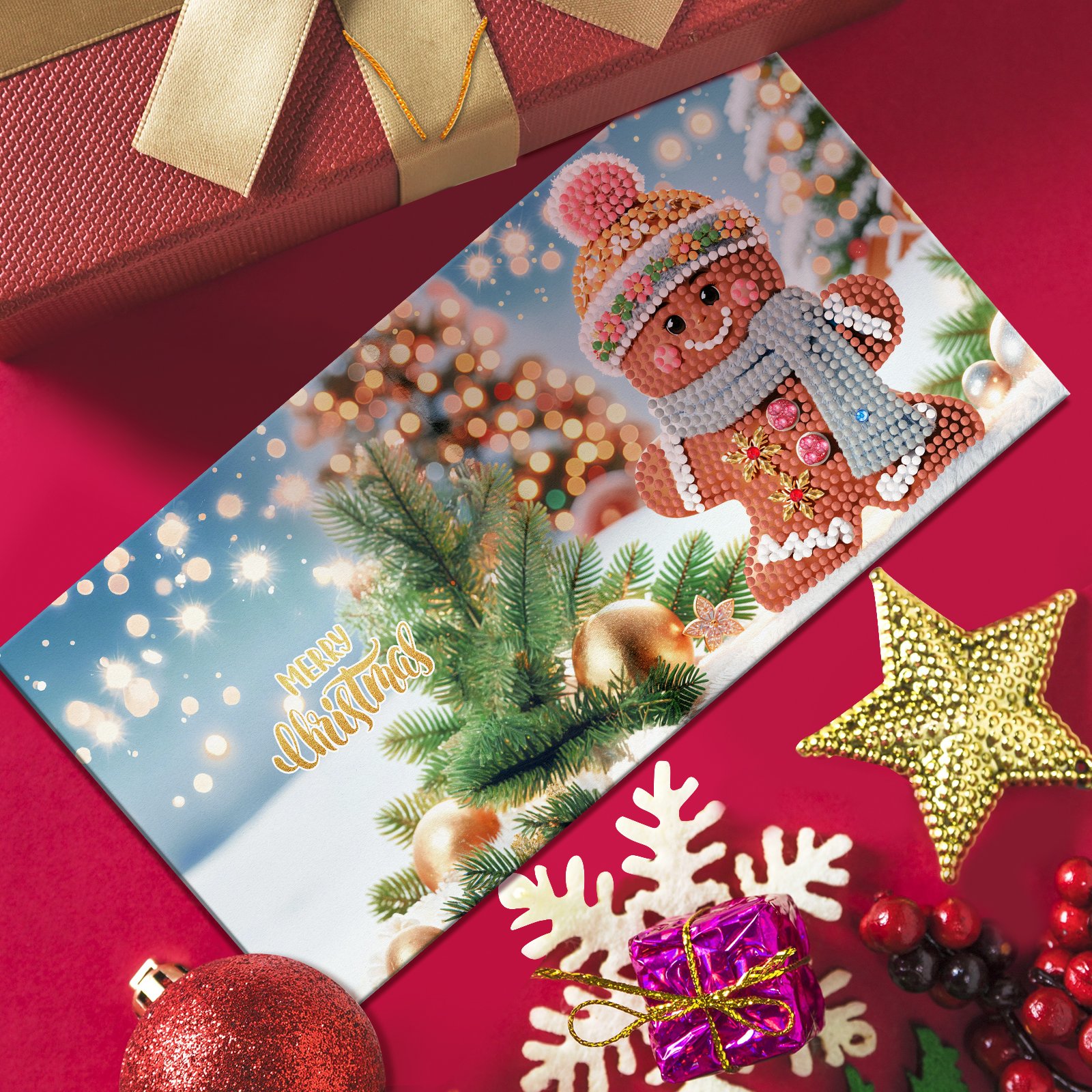 new design 12PCS Christmas Birthday Festival Supplies Creative Vintage DIY Diamond Painting Greeting Cards