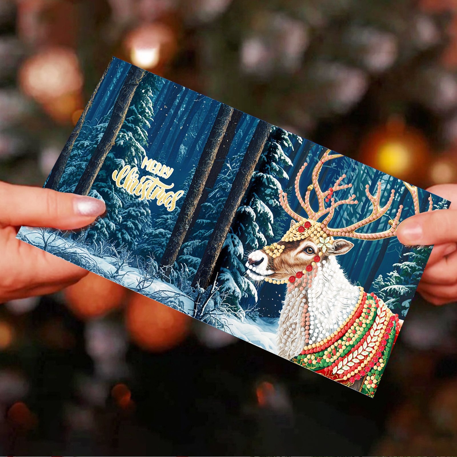 new design 12PCS Christmas Birthday Festival Supplies Creative Vintage DIY Diamond Painting Greeting Cards