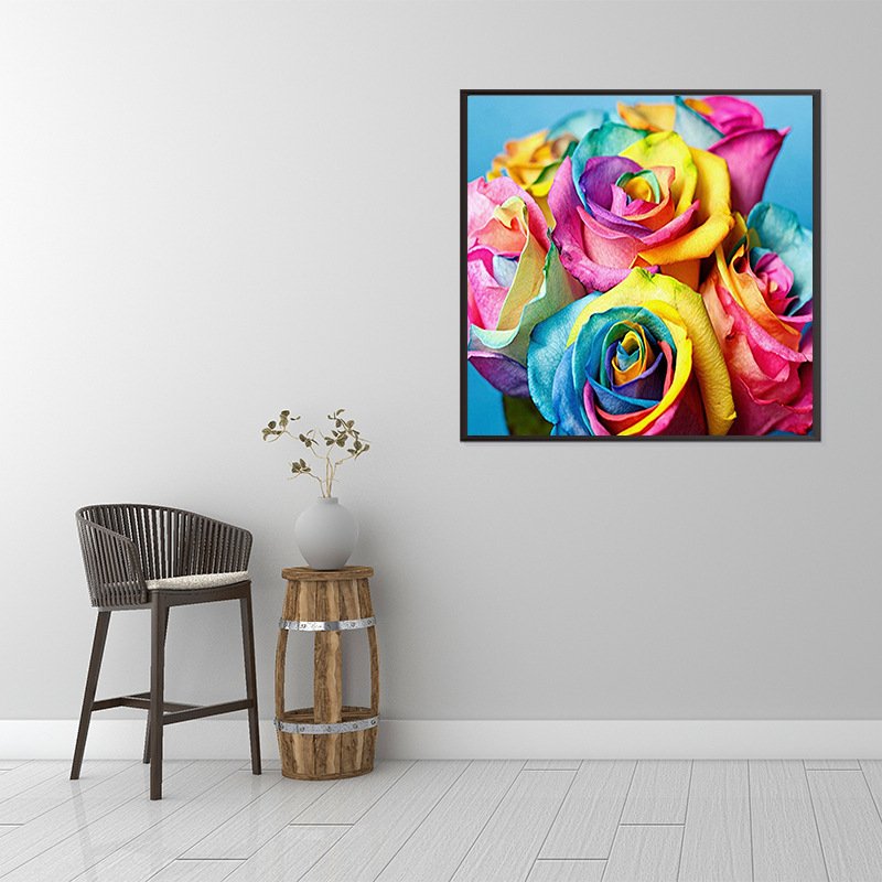 Colorful Rose 30x30cm Round Drill Wall Painting Diy Adult Children Making Diamond Painting