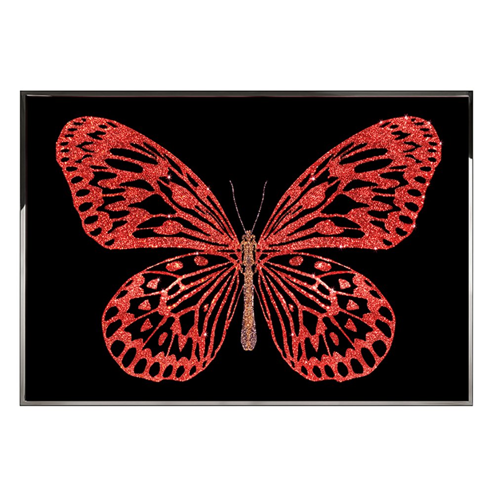 luxury design crystal porcelain decorative paintings 3d art decor wall blue butterfly glass diamond paintings