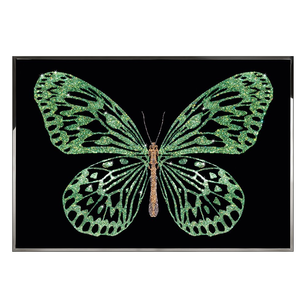 luxury design crystal porcelain decorative paintings 3d art decor wall blue butterfly glass diamond paintings