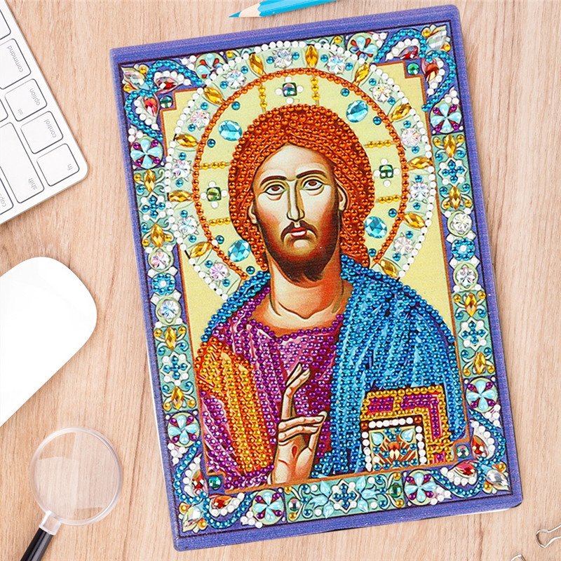 5D Diamond Painting Notebook DIY Religious Figures Flower A5 Diary Book Gift Special Shaped Diamond Embroidery Note Book