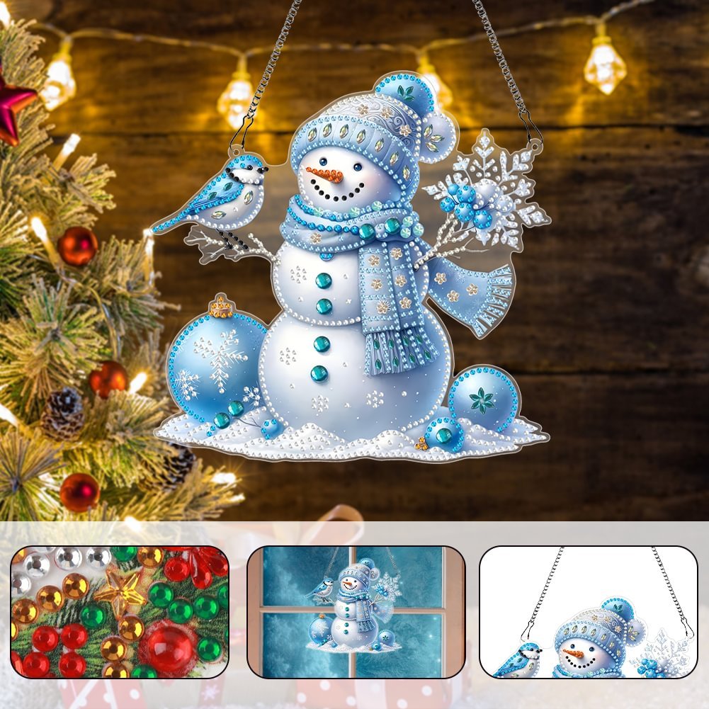 Special Shaped 5D Acrylic Christmas Decor Diamond Painting Pendant DIY Snowman Irregular Diamond Painting Hanging Ornament