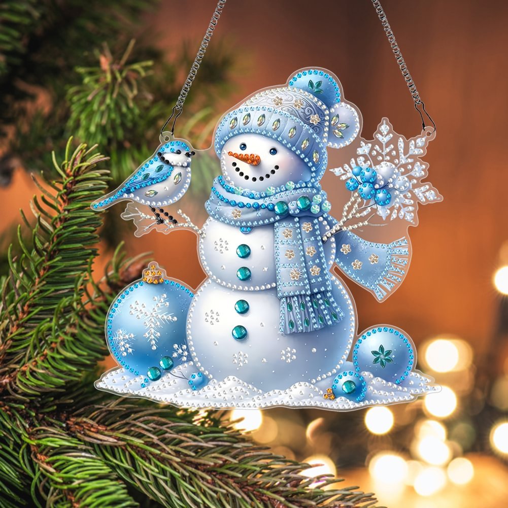 Special Shaped 5D Acrylic Christmas Decor Diamond Painting Pendant DIY Snowman Irregular Diamond Painting Hanging Ornament