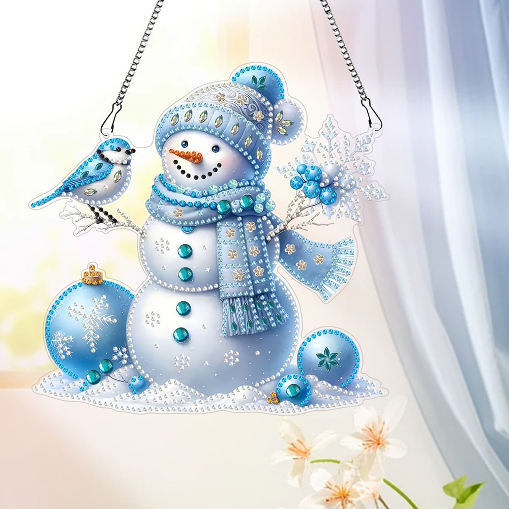 Special Shaped 5D Acrylic Christmas Decor Diamond Painting Pendant DIY Snowman Irregular Diamond Painting Hanging Ornament