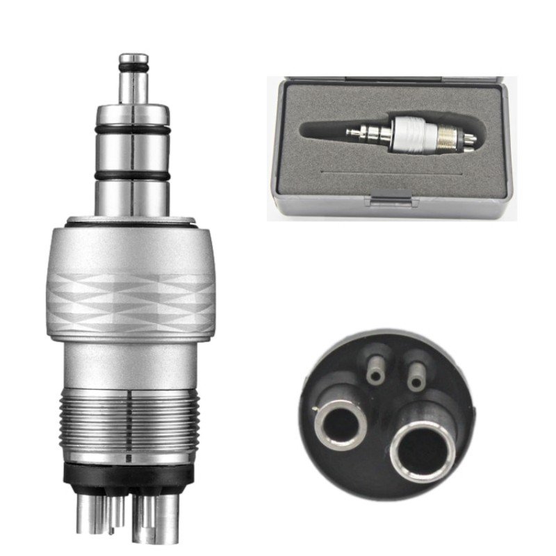Dental High-Speed Hand Tools with Quick Coupling Fiber Optic Handpiece Adaptor 2/4/6 Holes Metal Led Turbine Power Source