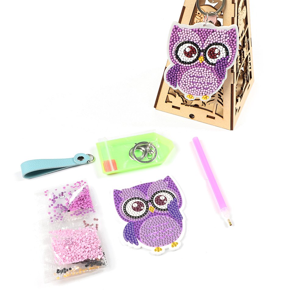 5D Owls DIY Toys diamond paint Kits Handmade Key Chain Toy Keychains Key Rings Keychain Toys Gifts For Kids Boys Girls