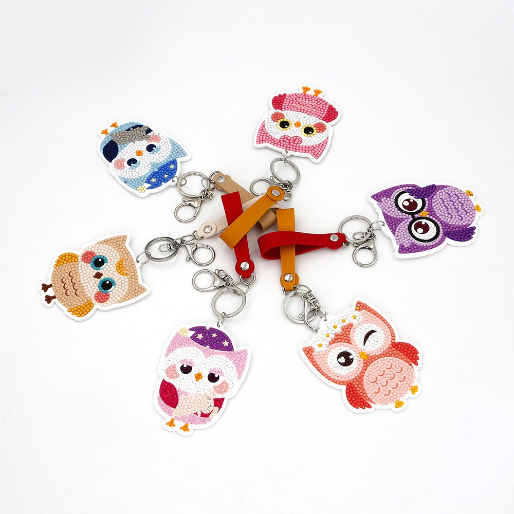 5D Owls DIY Toys diamond paint Kits Handmade Key Chain Toy Keychains Key Rings Keychain Toys Gifts For Kids Boys Girls