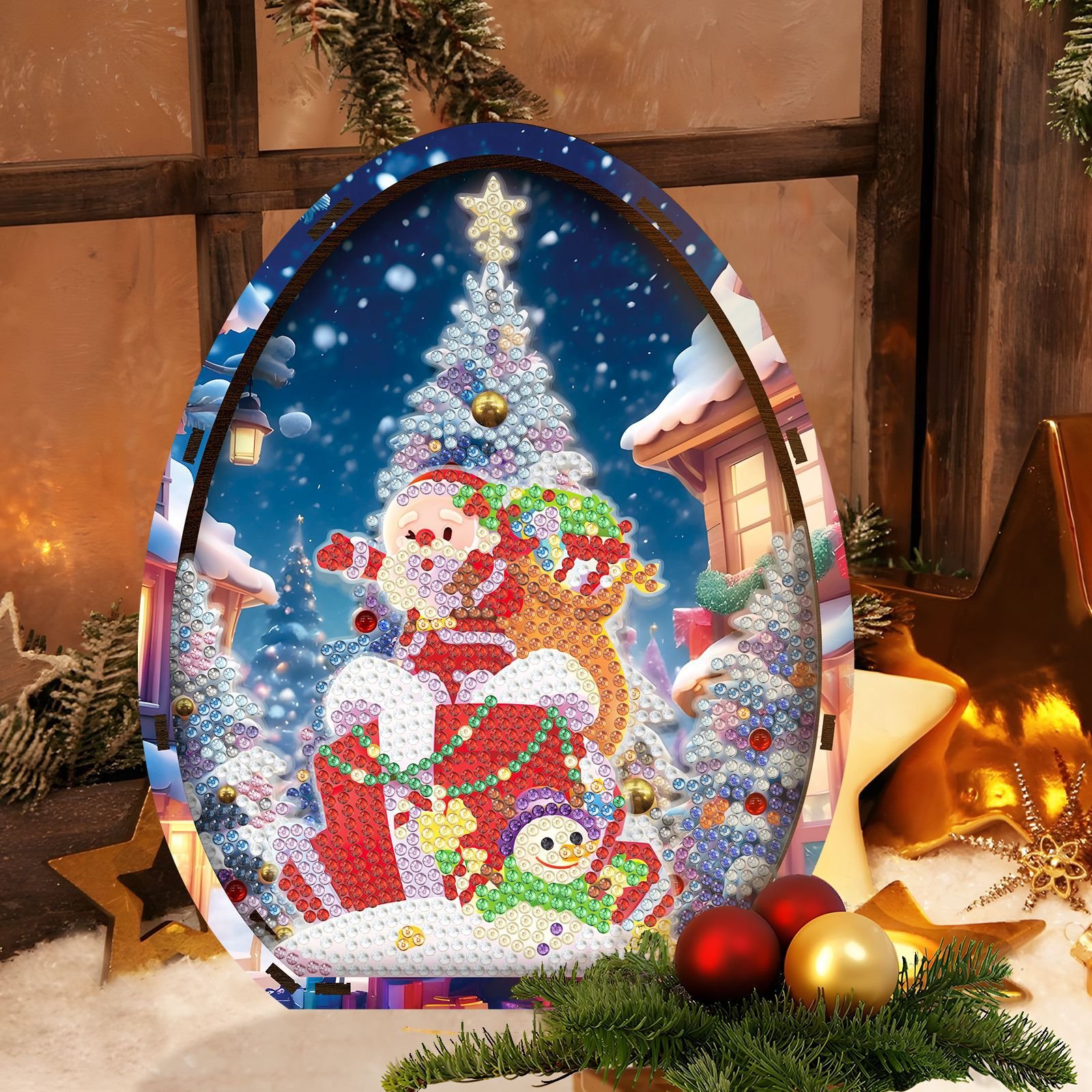 Christmas Stand Up Tabletop Diamond Art Kit DIY Diamond Painting Desk Placement Ornament