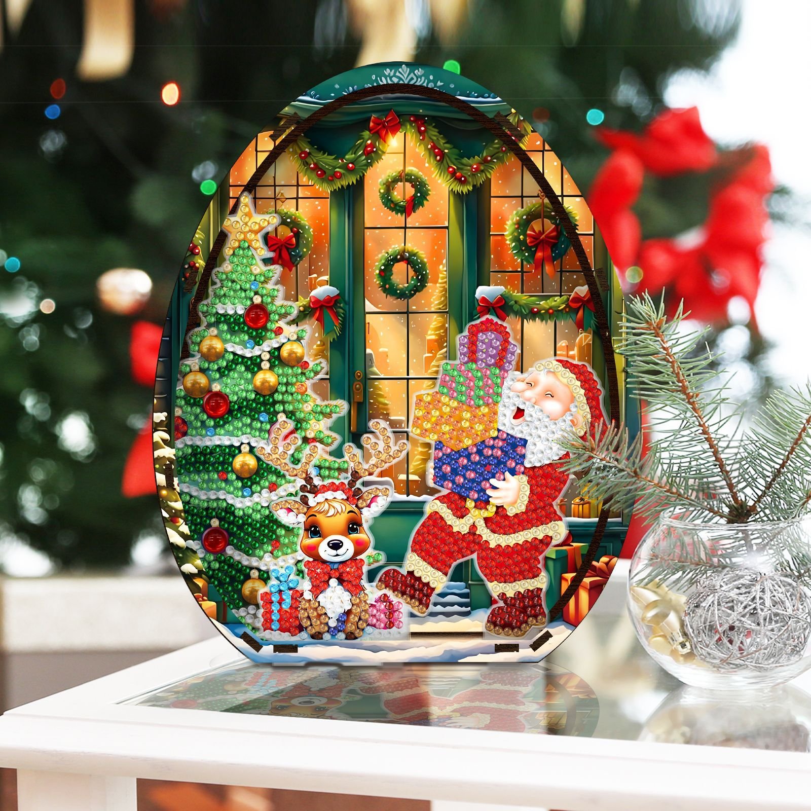 Christmas Stand Up Tabletop Diamond Art Kit DIY Diamond Painting Desk Placement Ornament
