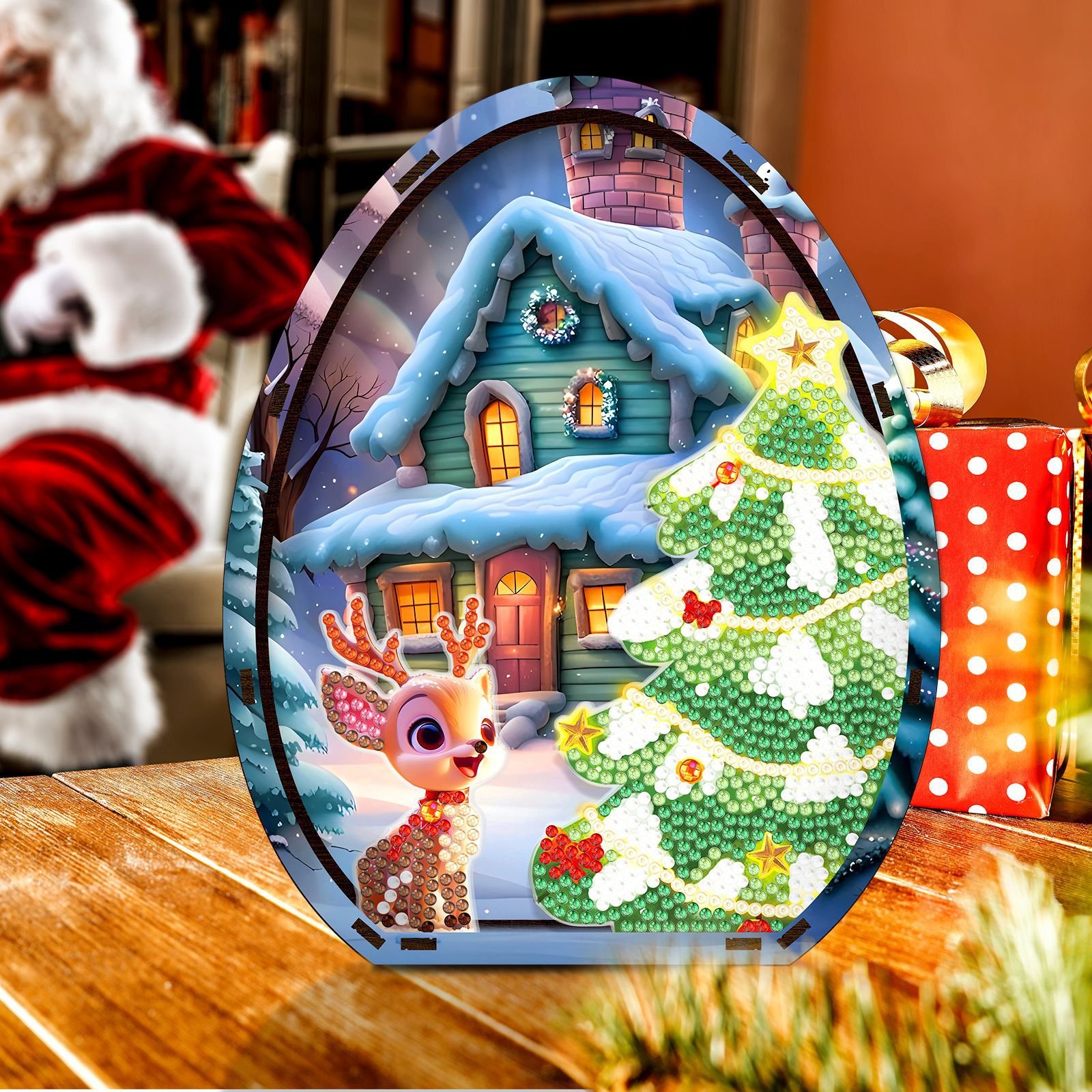 Christmas Stand Up Tabletop Diamond Art Kit DIY Diamond Painting Desk Placement Ornament