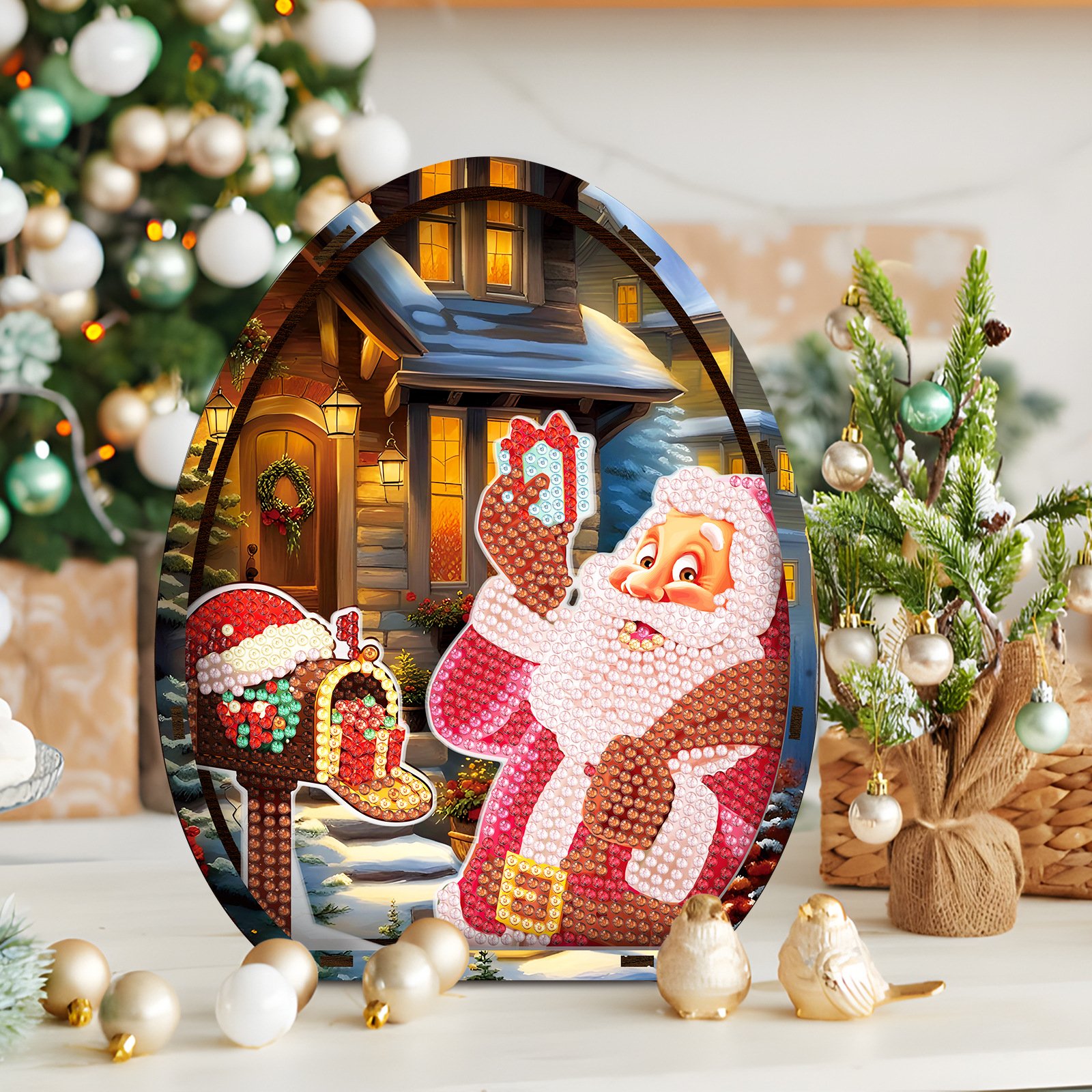 Christmas Stand Up Tabletop Diamond Art Kit DIY Diamond Painting Desk Placement Ornament