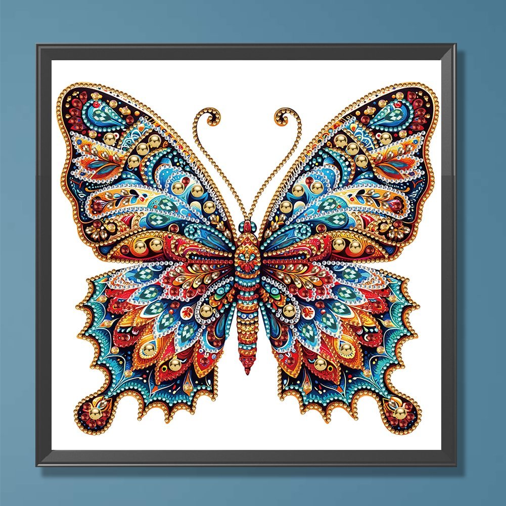 1pc 30*30cm/11.8*11.8in DIY 5D Irregular Shaped Diamond Painting Set Frame Self-Designed Butterfly Pattern Wall Decoration