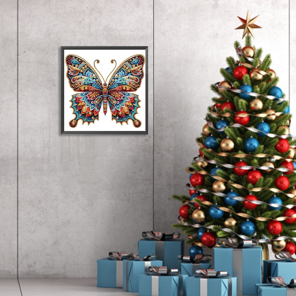 1pc 30*30cm/11.8*11.8in DIY 5D Irregular Shaped Diamond Painting Set Frame Self-Designed Butterfly Pattern Wall Decoration