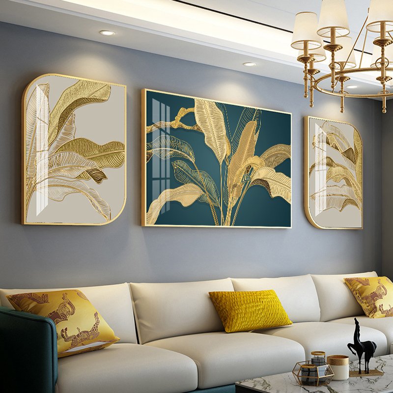 Modern painting high-end atmosphere triptych living room sofa background acrylic Crystal painting wall art home decor paintings