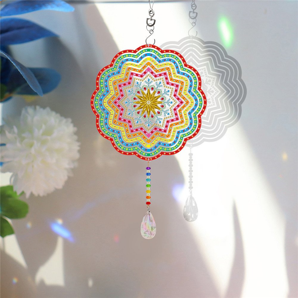 HUACAN Special Shape Diamond Painting Mandala Flower Diamond Embroidery Rotatable Christmas Hanging Card Mosaic Home Decor