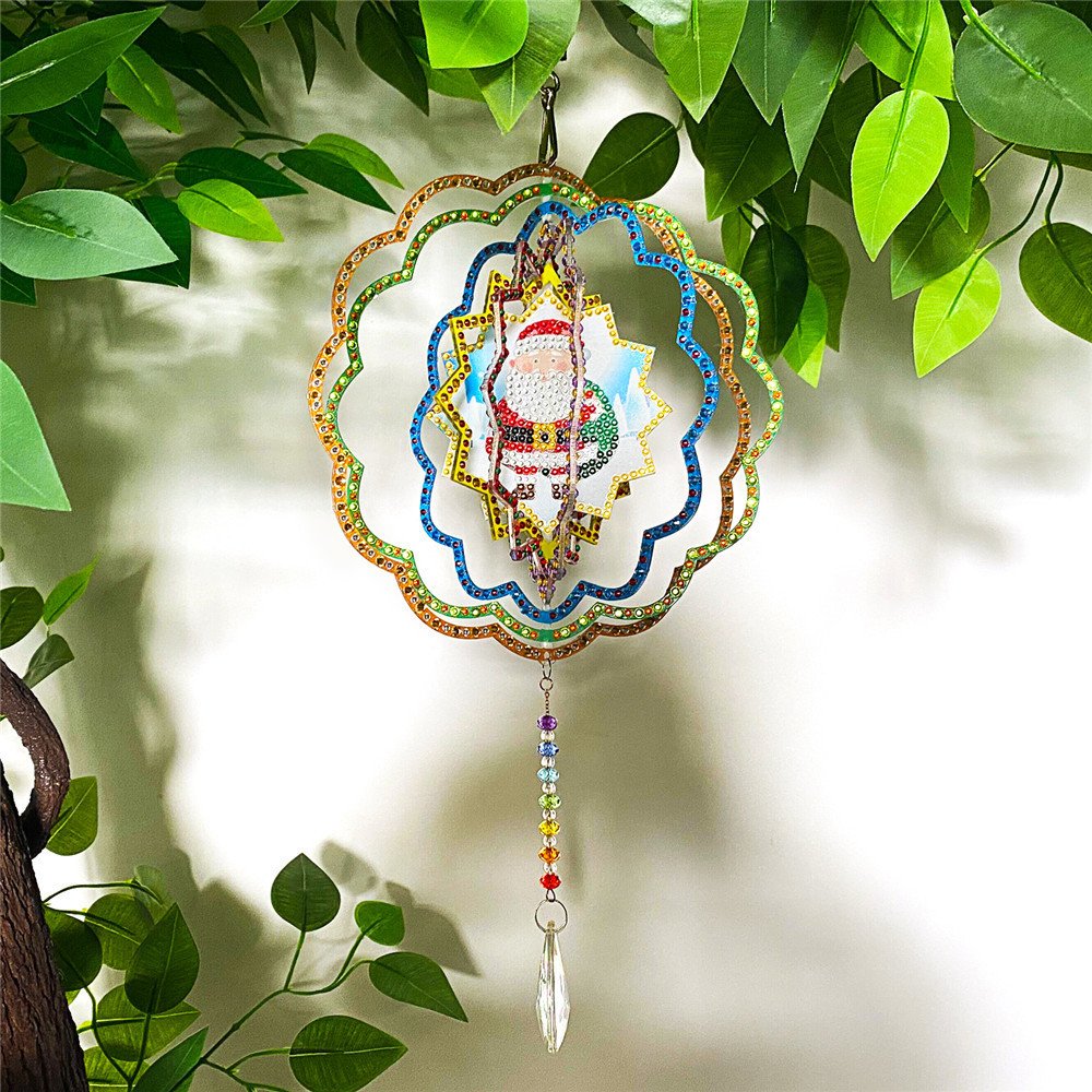 HUACAN Special Shape Diamond Painting Mandala Flower Diamond Embroidery Rotatable Christmas Hanging Card Mosaic Home Decor