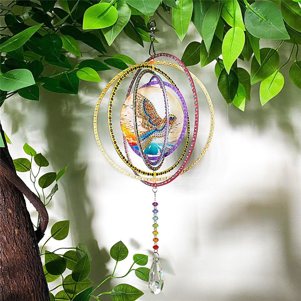 HUACAN Special Shape Diamond Painting Mandala Flower Diamond Embroidery Rotatable Christmas Hanging Card Mosaic Home Decor